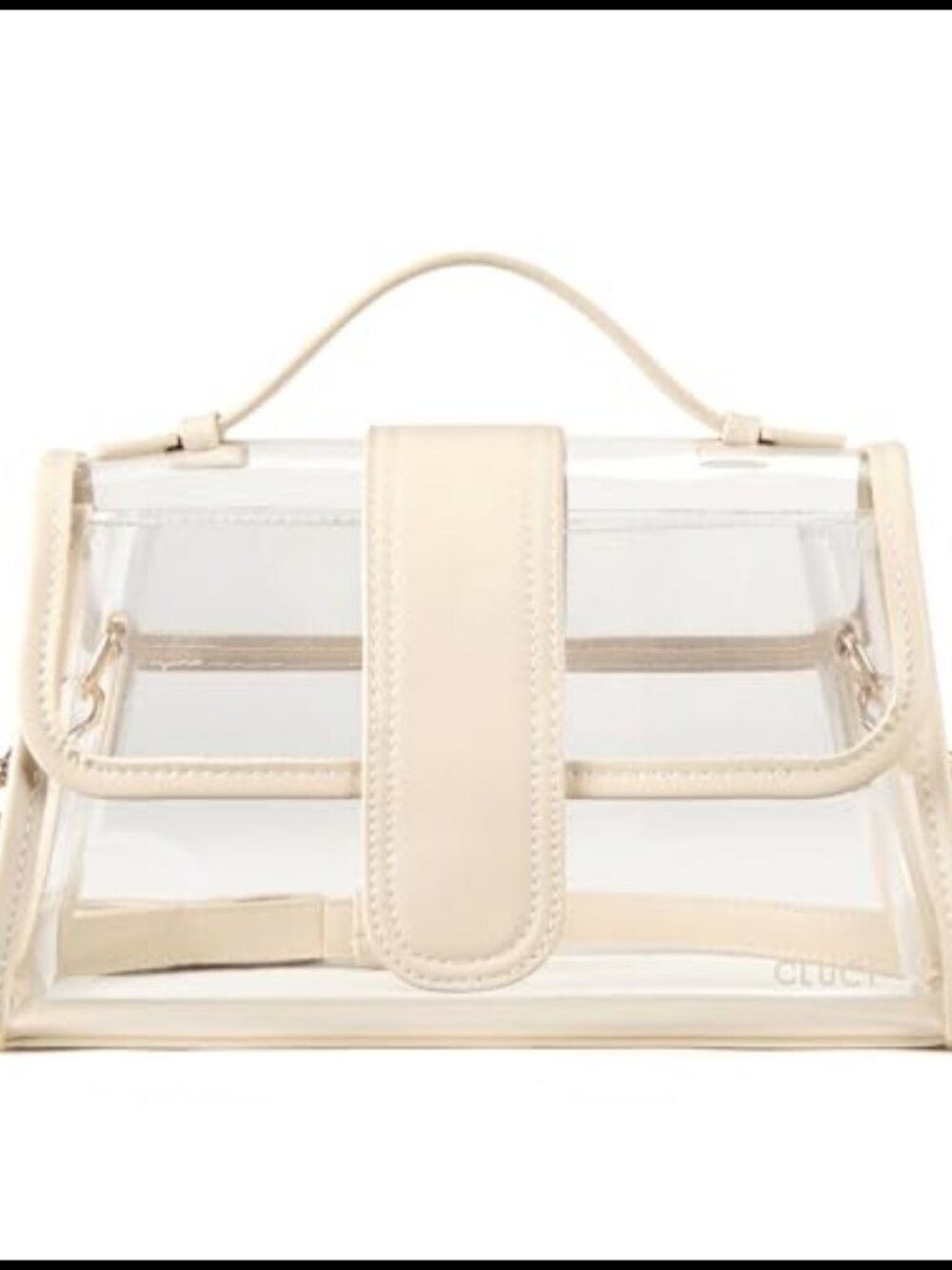 Clear Stadium Bag Crossbody Purse PVC Vegan Leather Trim Magnetic